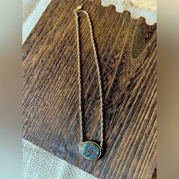 Vintage Sarah Coventry Mosaic Pendant Necklace 18” - Picture 2 of 5